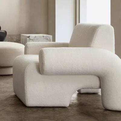 Noa Ivory White Sherpa Accent Chair