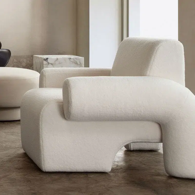 Noa Ivory White Sherpa Accent Chair