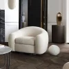 Pascal White Boucle Swivel Barrel Chair