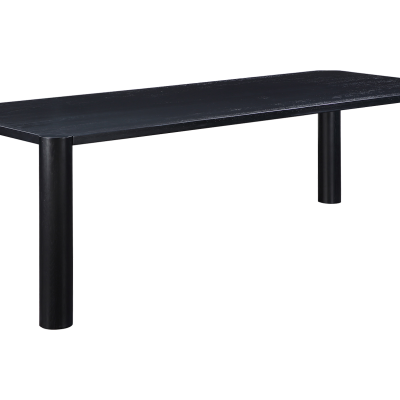 Post Long Black Oak Wood Dining Table