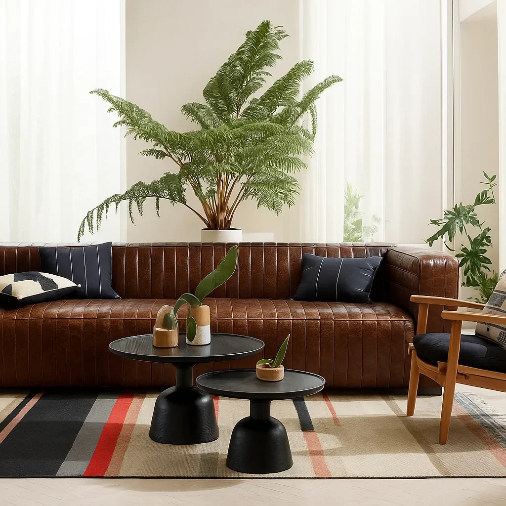 castle dark brown leather sofa