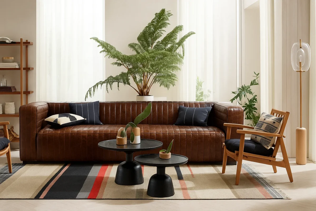 castle dark brown leather sofa
