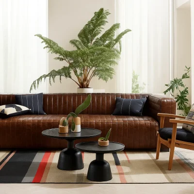 castle dark brown leather sofa