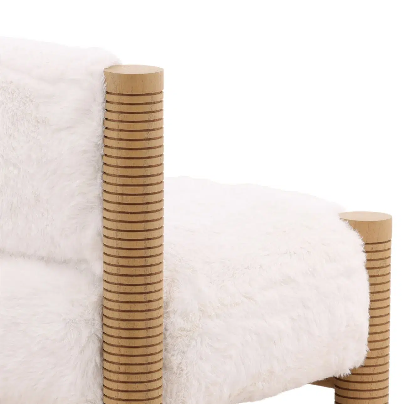 Felicia Light Wood & White Fur Accent Chair
