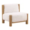 Felicia Light Wood & White Fur Accent Chair
