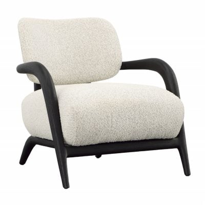 Arcona White Boucle & Black Mindi Wood Chair