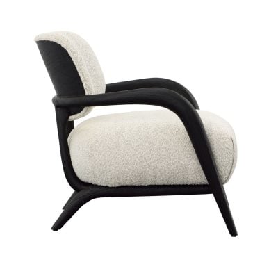 Arcona White Boucle & Black Mindi Wood Chair