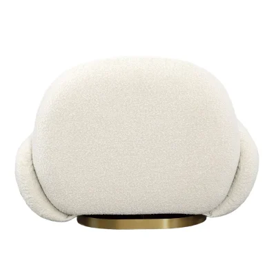 Kass Swivel Off White Boucle & Brass Chair