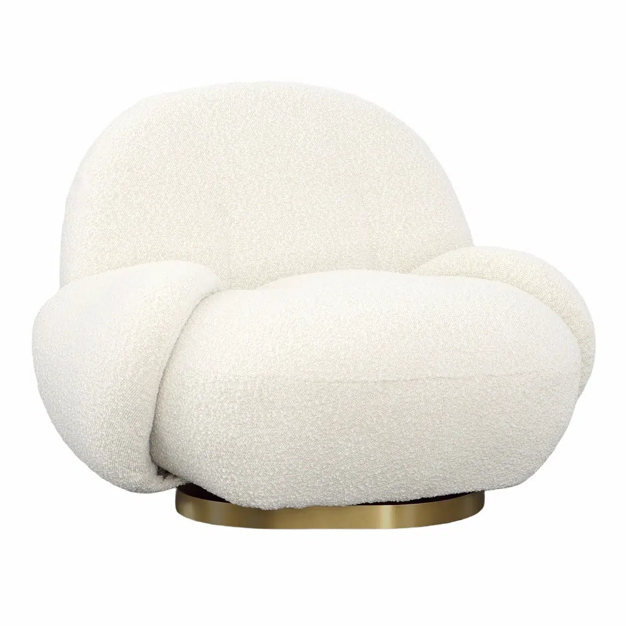 Kass Swivel Off White Boucle & Brass Chair