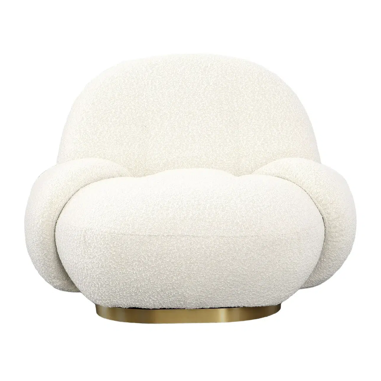 Kass Swivel Off White Boucle & Brass Chair