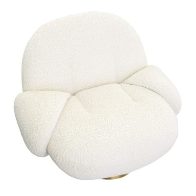 Kass Swivel Off White Boucle & Brass Chair