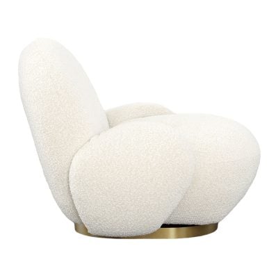 Kass Swivel Off White Boucle & Brass Chair