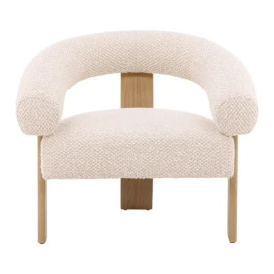 Frankie Cream Boucle & Natural Wood Accent Chair