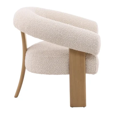 Frankie Cream Boucle & Natural Wood Accent Chair