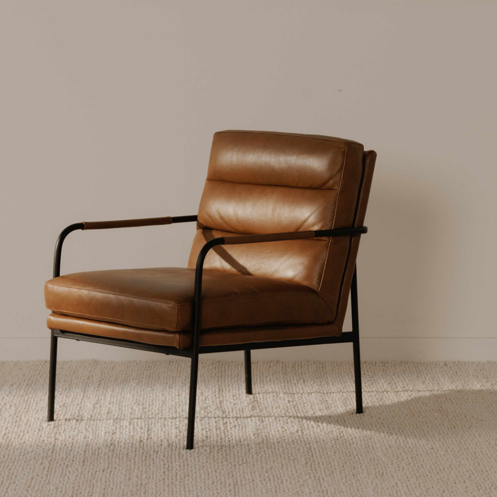 Verlaine Brown Leather Arm Chair