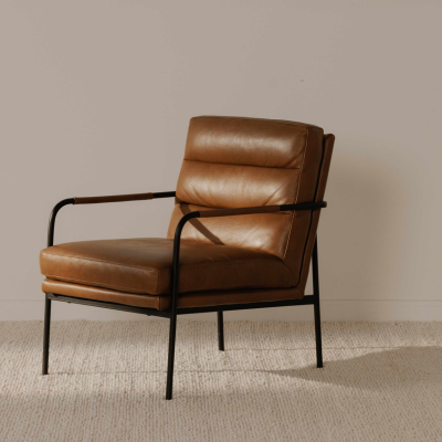 Verlaine Brown Leather Arm Chair