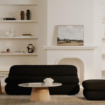 Scout Low Profile Black Boucle Sofa Set