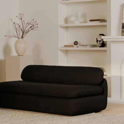 Scout Low Profile Black Boucle Sofa Set