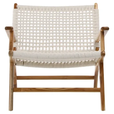 Calvin Natural Wood & White Rope Chair