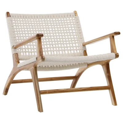 Calvin Natural Wood & White Rope Chair
