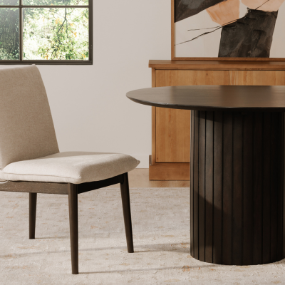 Povera Black Acacia Wood Oval Dining Table