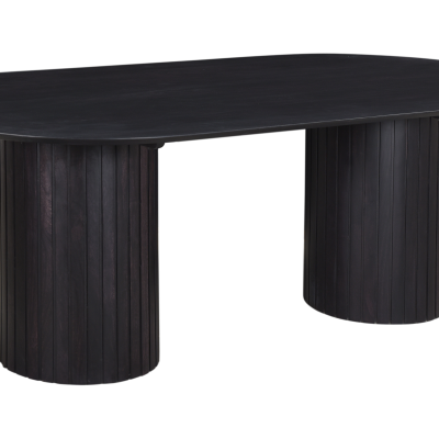 Povera Black Acacia Wood Oval Dining Table