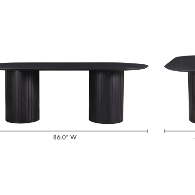 Povera Black Acacia Wood Oval Dining Table