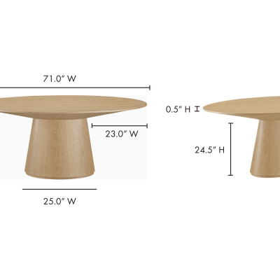 Otago Oval Natural Oak Wood Dining Table