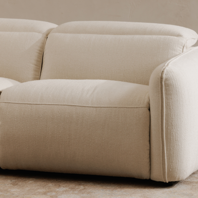 Eli Soft Fabric White Power Recliner Sofa