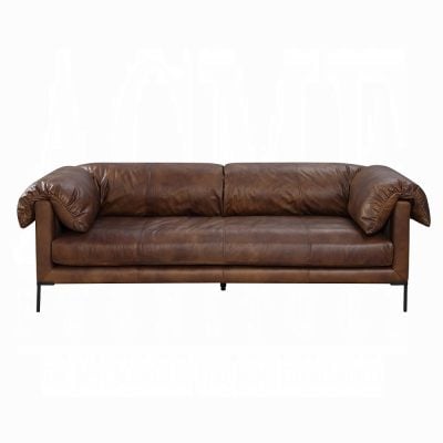 Jaron Top Grain Brown Leather Sofa