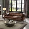 Jaron Top Grain Brown Leather Sofa