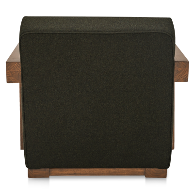 Garnet Olive Green Wool & Solid Oak Accent Chair