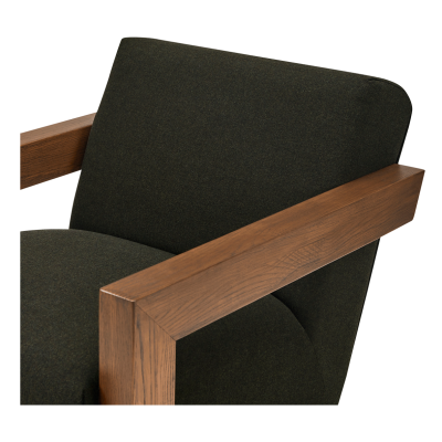 Garnet Olive Green Wool & Solid Oak Accent Chair