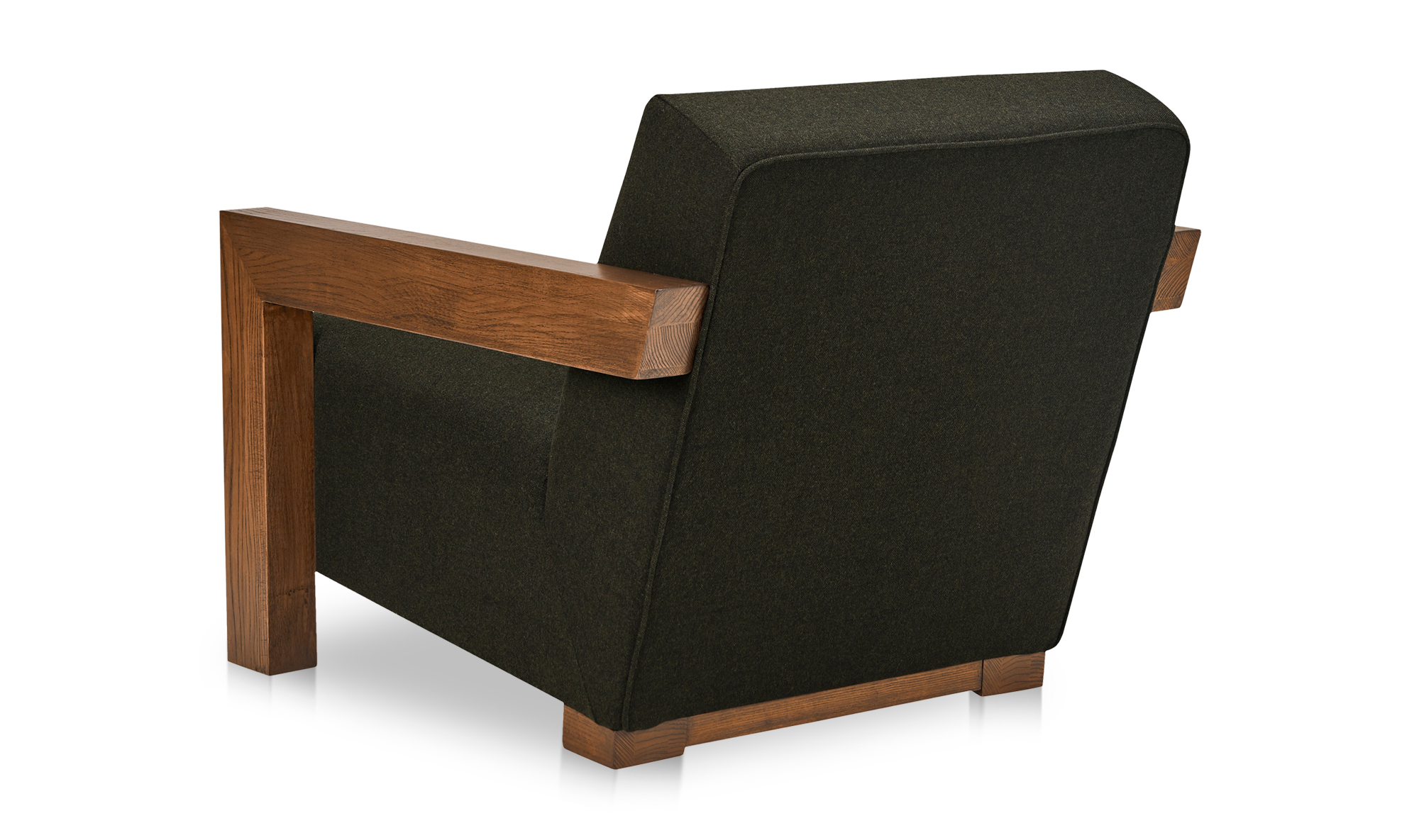 Garnet Olive Green Wool & Solid Oak Accent Chair
