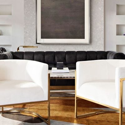 Pandora Cream Velvet & Gold Accent Chair