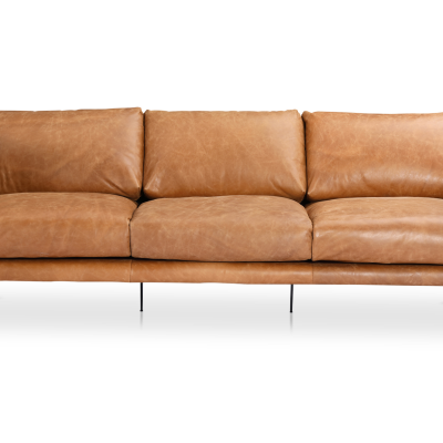 Messina two tone cognac leather sofa