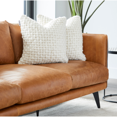 Messina two tone cognac leather sofa