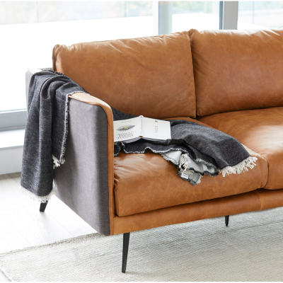 Messina two tone cognac leather sofa