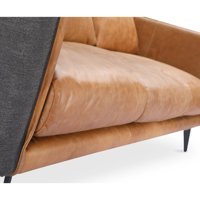 Messina two tone cognac leather sofa