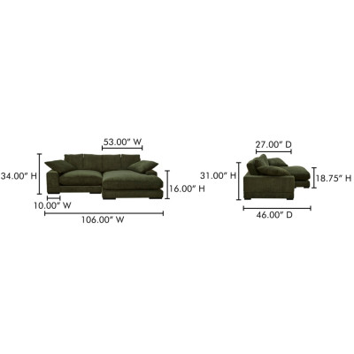 Plunge Green Deep Plush Sectional Sofa