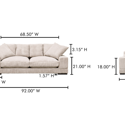 Plunge Beige Oversized Plush Sofa