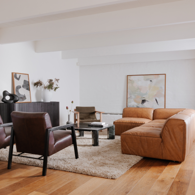 Form Cognac Top Grain Leather Modular Sectional Sofa