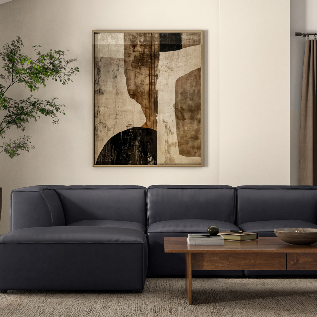 Form Black Top Grain Leather Modular Sectional Sofa
