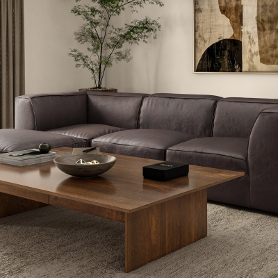 Form Dark Brown Top Grain Leather Modular Sectional Sofa
