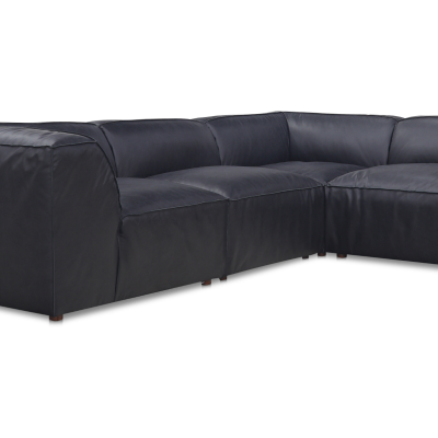 Form Black Top Grain Leather Modular Sectional Sofa