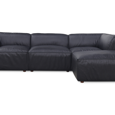 Form Black Top Grain Leather Modular Sectional Sofa