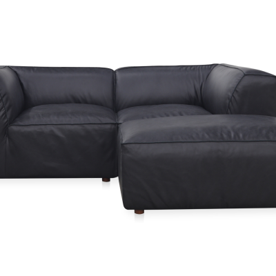 Form Black Top Grain Leather Modular Sectional Sofa