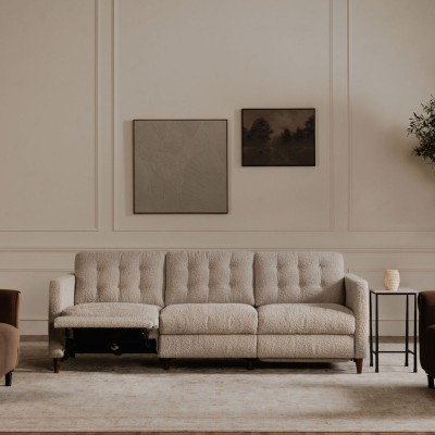 Bridgers Beige Boucle Power Reclining Sofa
