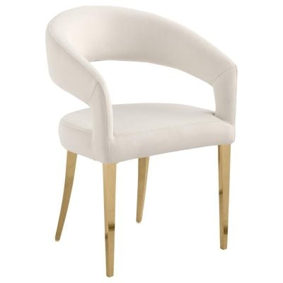 Cream Velvet Chair With Gold Legs