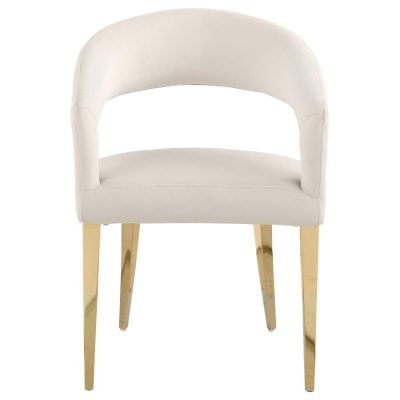Cream Velvet Chair With Gold Legs
